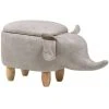 Beliani Modern Faux Leather Stool Distressed Solid Wood Animal Light Grey Elephant