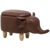 Beliani Modern Faux Leather Stool Distressed Upholstery Storage Solid Wood Brown Elephant