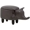 Beliani Modern Faux Leather Stool Storage Solid Wood Animal Dark Grey Elephant