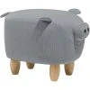 Beliani Modern Fabric Stool Solid Wood Legs Animal Footrest Grey Piggy