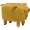 Beliani Modern Fabric Stool Solid Wood Legs Animal Footrest Yellow Piggy