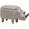 Beliani Modern Faux Leather Stool Upholstery Storage Solid Wood Animal Light Grey Rhino