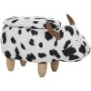 Beliani Modern Fabric Stool Black And White Upholstery Storage Solid Wood Animal Cow