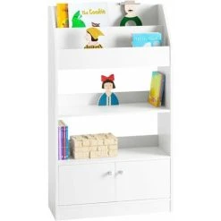 SoBuy White Wood Children‘s Storage Display Bookcase Cabinet KMB11-W
