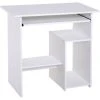 HOMCOM Compact Small Computer Table Wooden Desk Keyboard Tray Storage White