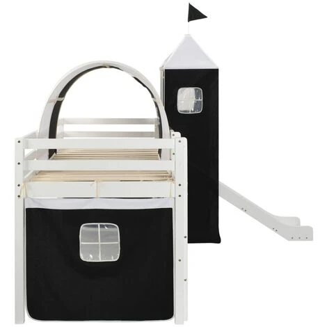 Children's Loft Bed Frame With Slide & Ladder Pinewood 97x208 Cm VidaXL - Image 4