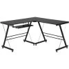 HOMCOM L Shape Desk Straight Corner Table Office Gaming Laminated Sturdy Black