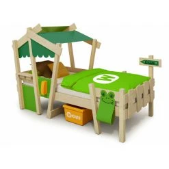 Wickey Kid's Bed, Single Bed Crazy Candy - Canvas Cover Children's Bed 90 X 200 Cm - Green/apple Green