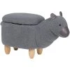 Beliani Fabric Stool Nursery Children Room Solid Wood Legs Animal Footrest Grey Alpaca