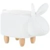 Beliani Fabric Stool Nursery Children Room Solid Wood Legs Animal Footrest White Bunny