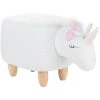 Beliani Modern Fabric Stool Nursery Children Room Solid Wood Legs Animal White Unicorn