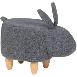 Beliani Fabric Stool Nursery Children Room Solid Wood Legs Animal Footrest Grey Bunny