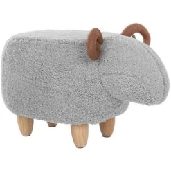 Beliani Modern Fabric Stool Footrest Pouffe Nursery Children Room Animal Grey Lamb