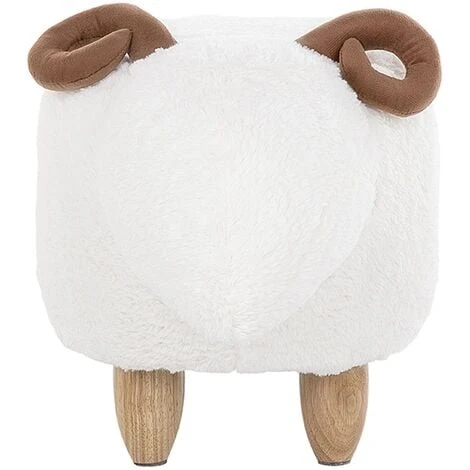 Beliani Modern Fabric Stool Footrest Pouffe Nursery Children Room Animal White Lamb - Image 5