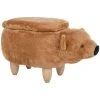 Beliani Modern Fabric Stool Footrest Nursery Solid Wood Legs Animal Golden Brown Bear