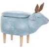 Beliani Modern Fabric Stool Pouffe Nursery Solid Wood Legs Animal Light Blue Reindeer