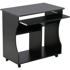 Yaheetech Wood Computer Desk Workstation Study PC Table Home Office Furniture With Wheels - Black
