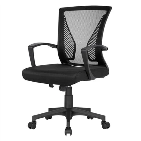 Yaheetech Mid-back Mesh Office Chair Height Adjustable For Students Study, Black - Image 2