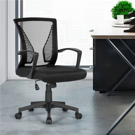 Yaheetech Mid-back Mesh Office Chair Height Adjustable For Students Study, Black - Image 3
