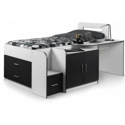 ASHFIELD CHILDRENS Premium Charcoal Grey & White Contemporary Cabin Bed 3ft (90cm) - Best Seller