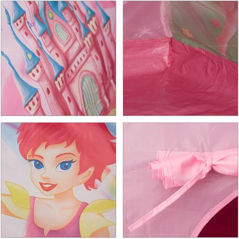 Relaxdays Play Tent For Girls, Fairy Castle Playhouse For Indoor And Outdoor Use, HWD 90x118x115 Cm, Pink - Image 4