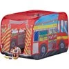 Relaxdays Fire Brigade Play Tent, Pop Up Fire Truck Playhouse, For Indoor & Outdoor Use, 70x110x70 Cm, Age 3 And Up, Red