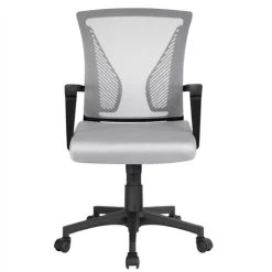 Yaheetech Mid-back Mesh Office Chair Height Adjustable For Students Study, Light Gray