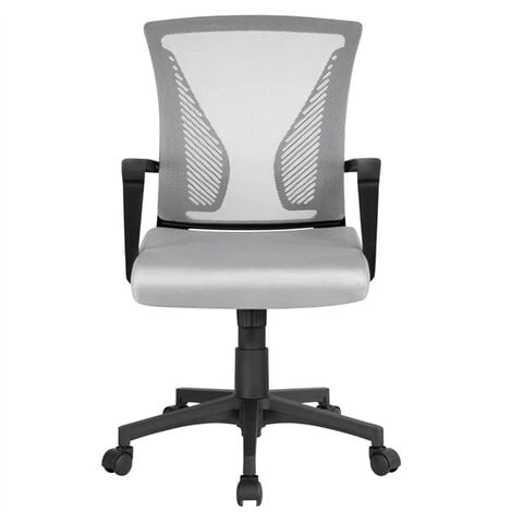 Yaheetech Mid-back Mesh Office Chair Height Adjustable For Students Study, Light Gray