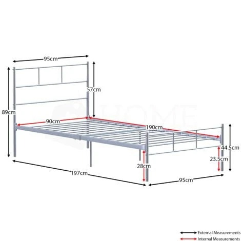 Home Discount Dorset 3ft Single Metal Bed Frame, Silver, 190 X 90 Cm - Image 2