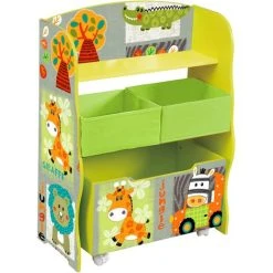 Liberty House Toys Kid Safari Storage Shelf With Toybox - Green Bins