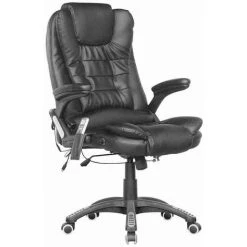 KMS WestWood Leather 6 Point Massage Office Chair Black
