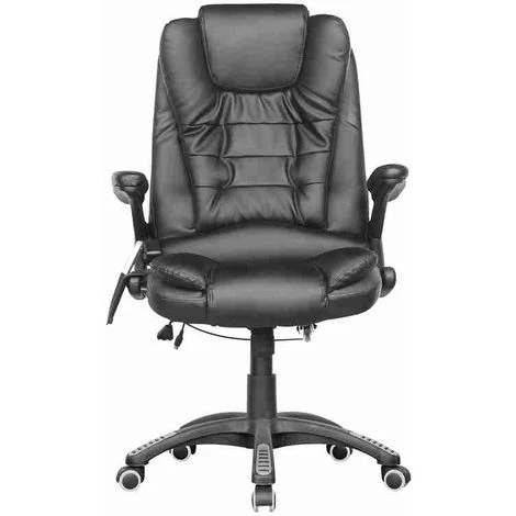KMS WestWood Leather 6 Point Massage Office Chair Black - Image 2