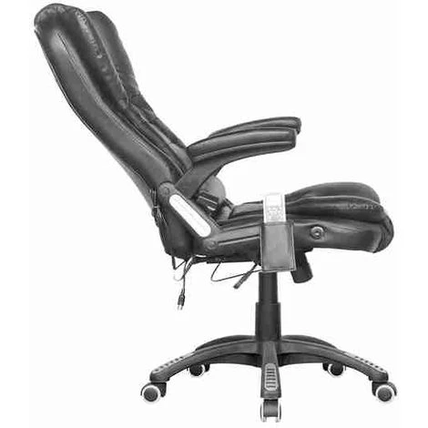 KMS WestWood Leather 6 Point Massage Office Chair Black - Image 3