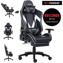 MORE4HOMES GTFORCE FORMULA GREY LEATHER RACING SPORTS OFFICE CHAIR IN BLACK AND GREY