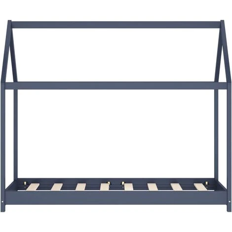 Kids Bed Frame Grey Solid Pine Wood 70x140 Cm VidaXL - Image 4