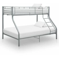 Bunk Bed Frame Grey Metal 140x200 Cm/90x200 Cm VidaXL