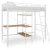 Bunk Bed With Table Frame White Metal 90x200 Cm VidaXL
