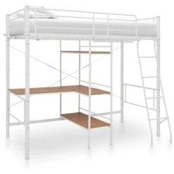 Bunk Bed With Table Frame White Metal 90x200 Cm VidaXL