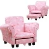 HOMCOM Kids Children Armchair Mini Sofa Wood Frame W/ Footrest Cute Cloud Star Pink