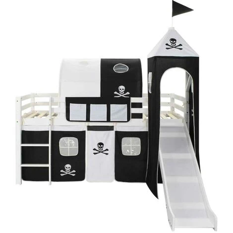 Hommoo Children's Loft Bed Frame With Slide & Ladder Pinewood 97x208 Cm VD23795 - Image 2