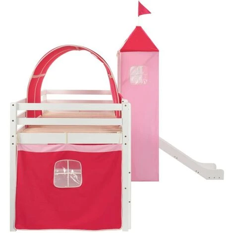 Hommoo Children's Loft Bed Frame With Slide & Ladder Pinewood 97x208 Cm VD23796 - Image 3