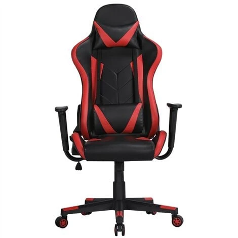 Yaheetech Computer Game Chair Swivel Leather Office Chair,Black/Red