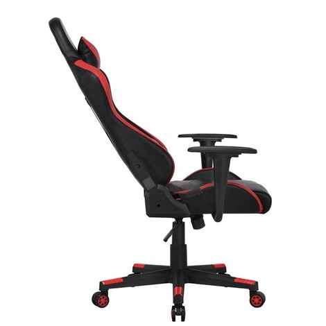 Yaheetech Computer Game Chair Swivel Leather Office Chair,Black/Red - Image 2