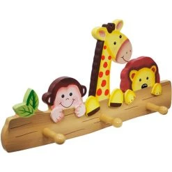 Teamson Kids Fantasy Fields Children Sunny Safari Kids Wooden Coat Hanger Hooks TD-11637A