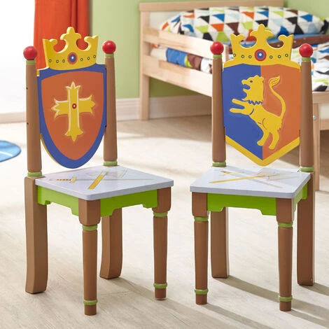 Teamson Kids Fantasy Fields Childrens Knights & Dragons Kids Wooden Chair Set TD-11837A2 - Image 2