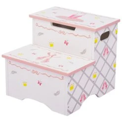 Teamson Kids Fantasy Fields Girls Swan Lake Wooden Kids Step Stool Potty Training TD-12719A