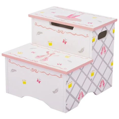 Teamson Kids Fantasy Fields Girls Swan Lake Wooden Kids Step Stool Potty Training TD-12719A