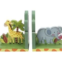 Teamson Kids Kids Sunny Safari Bookends By Fantasy Fields Wooden Animal Nursery Decor W-9837A