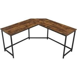 VASAGLE L-Shaped Computer Desk, Corner Desk For Study, Home Office, Gaming, Space-Saving, Easy Assembly, Industrial Design, Rustic Brown By SONGMICS LWD73X