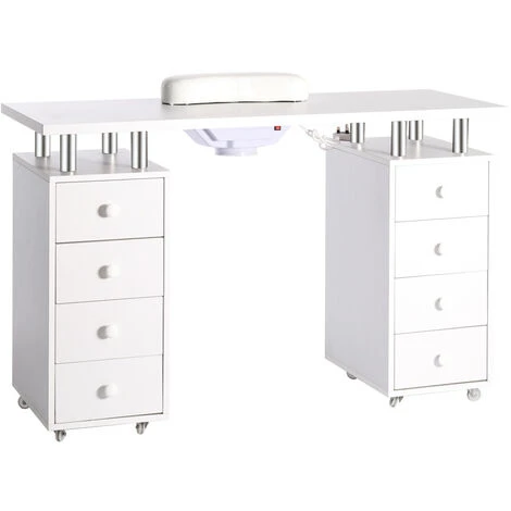 Livingandhome Large Mobile Manicure Nail Table Beauty Salon Desk With 8 Drawers - Image 4